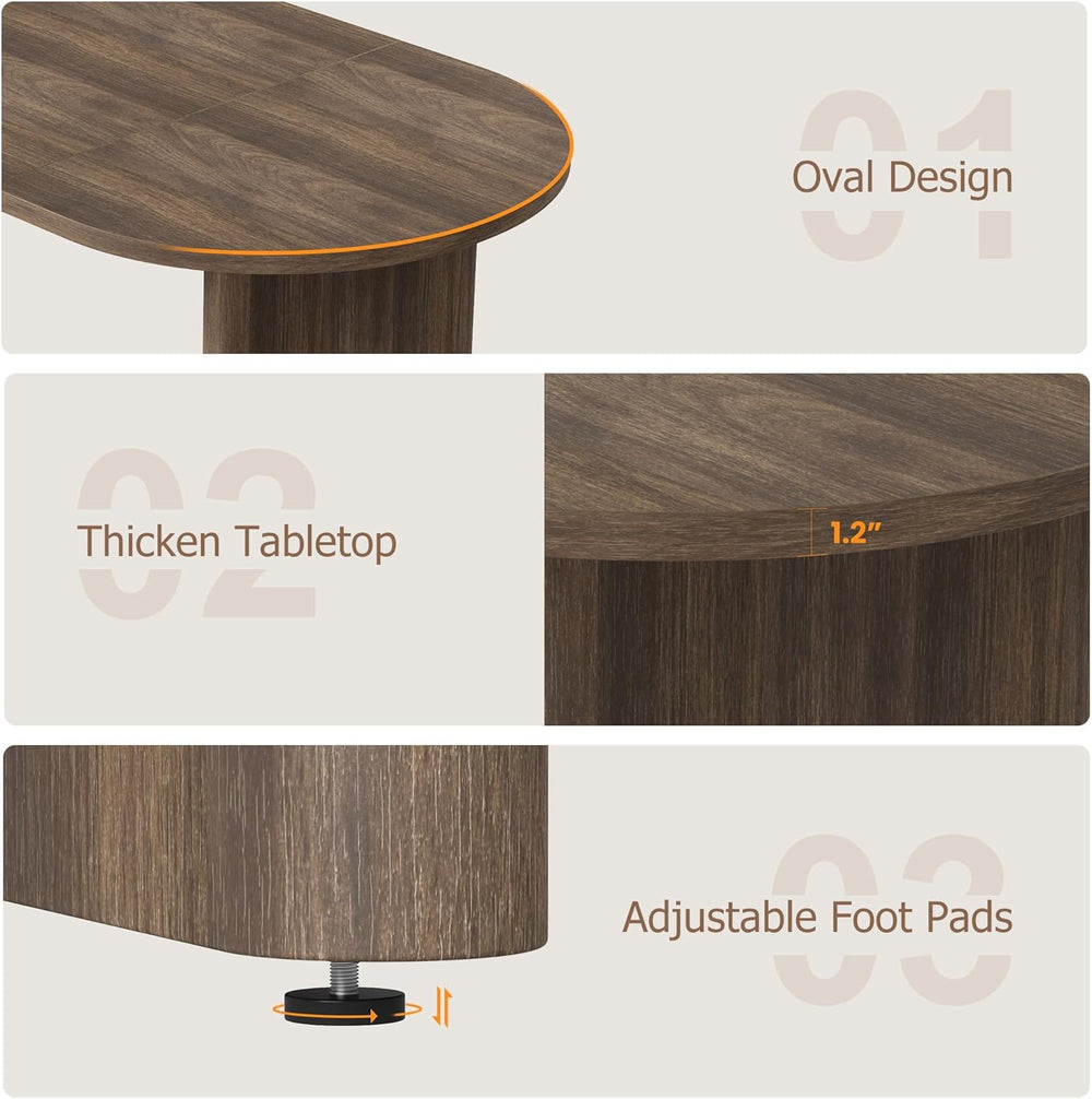 IDEALHOUSE 70.8" Oval Dining Table for 4-8, Wood Kitchen Table with Doub...