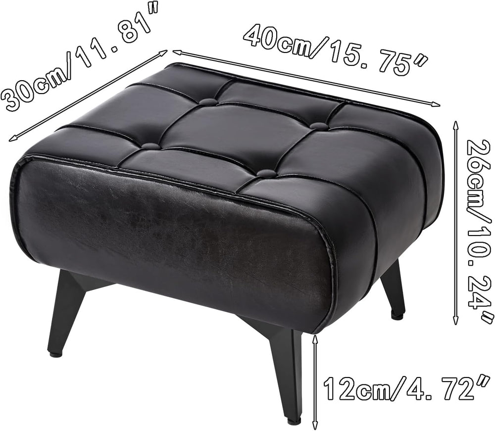 YMYNY Ottoman, Foot Stool with Metal Legs, Faux Leather Stool, Pouf Couch Sto...