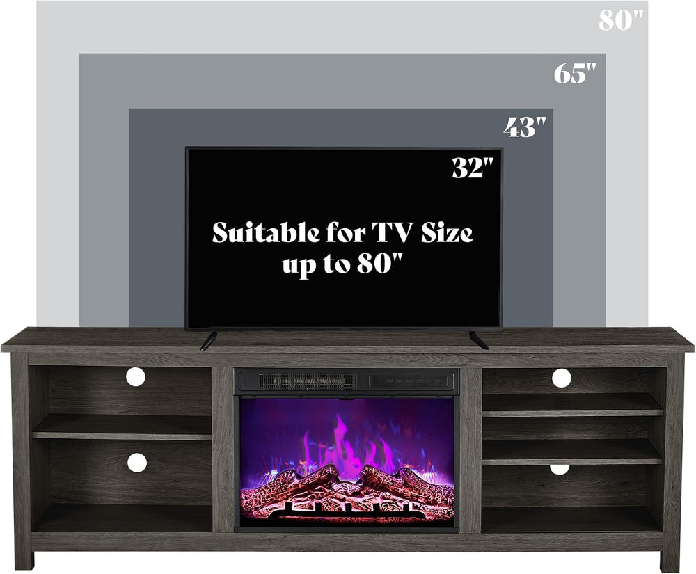 AMERLIFE 70" Fireplace TV Stand with 23" Electric Fireplace for 80&...