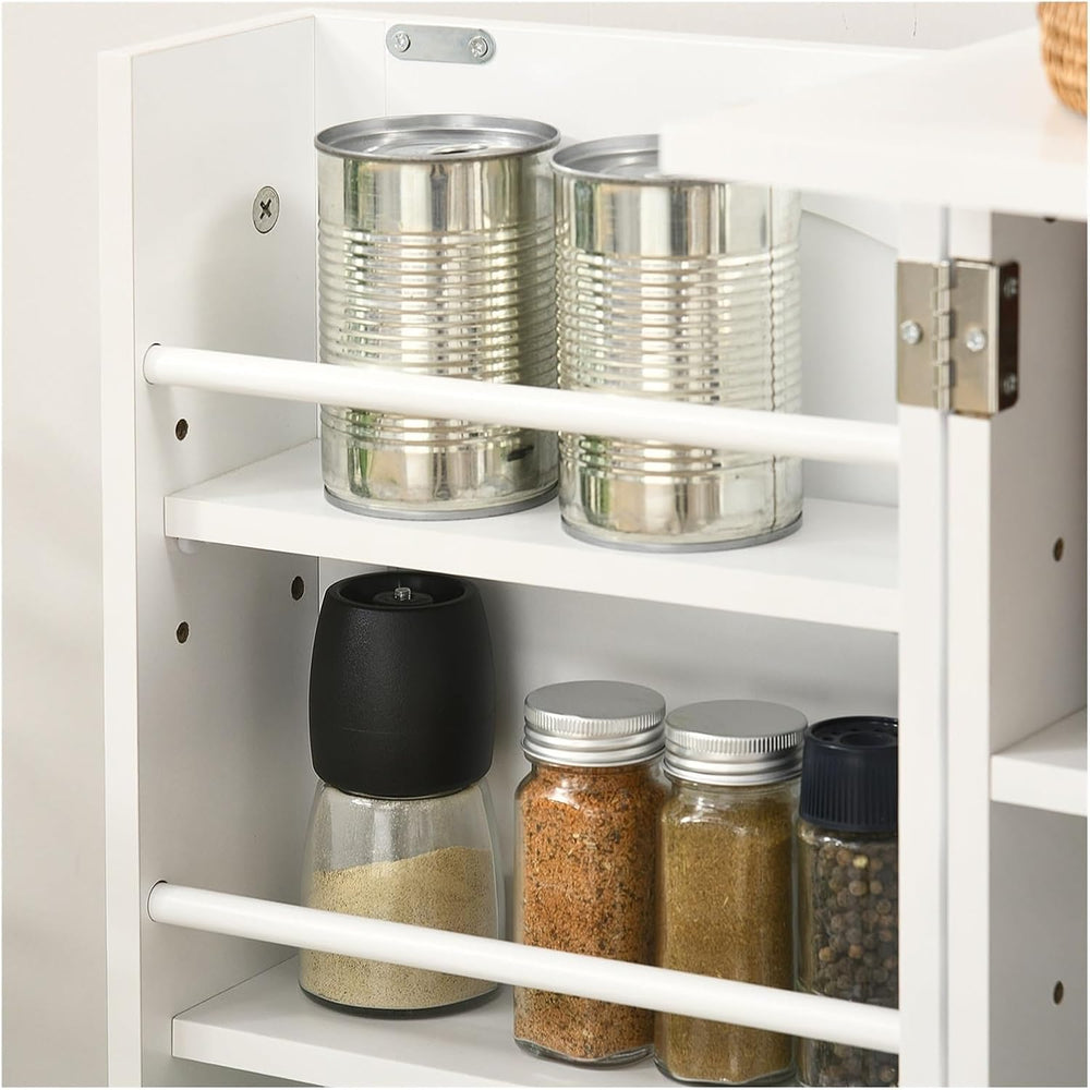 Kitchen Pantry Storage Cabinet W/ 5-Tier Shelving, 12 Spice Racks,for Kitchen