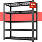 55.12" W Father&I 5-Shelf Industrial Adjustable Heavy-Dudy Tall Metal Garage Storage Shelves Shelving Units/Steel Wire Rack System (Commercial) for Basement/Shop, 84" H*55.12" W*24" D*, Black