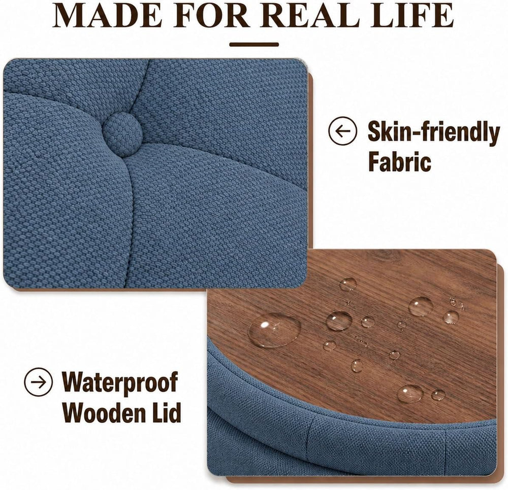 25" Round Ottoman with Storage, Small Coffee Table with Reversible Tray ...