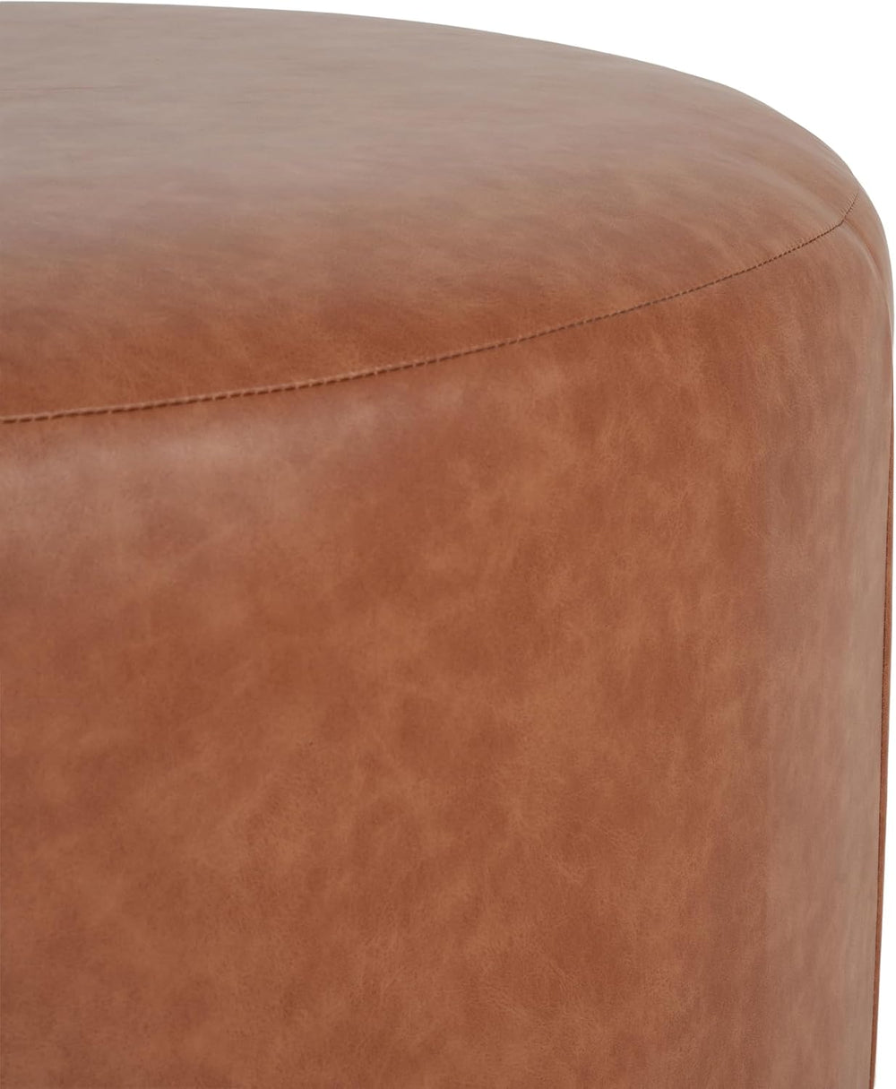 Merax 30.25" Modern Upholstered Round PU Leather Ottoman, Multifunctiona...