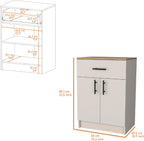 Kitchen Pantry Cabinet with 2 Doors 1 Drawer: Compact Storage for Small Spaces & Commercial Kitchens - Melamine Particleboard Construction for Food Service Areas & Micro Business Use