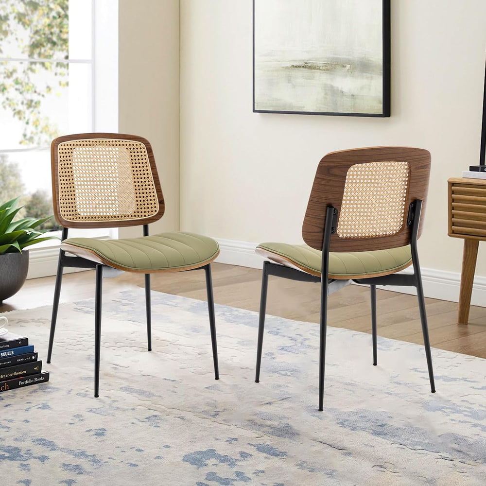 LUNLING Dining Chairs Set of 2 Mid Century Modern Retro Faux Leather Kitchen ...