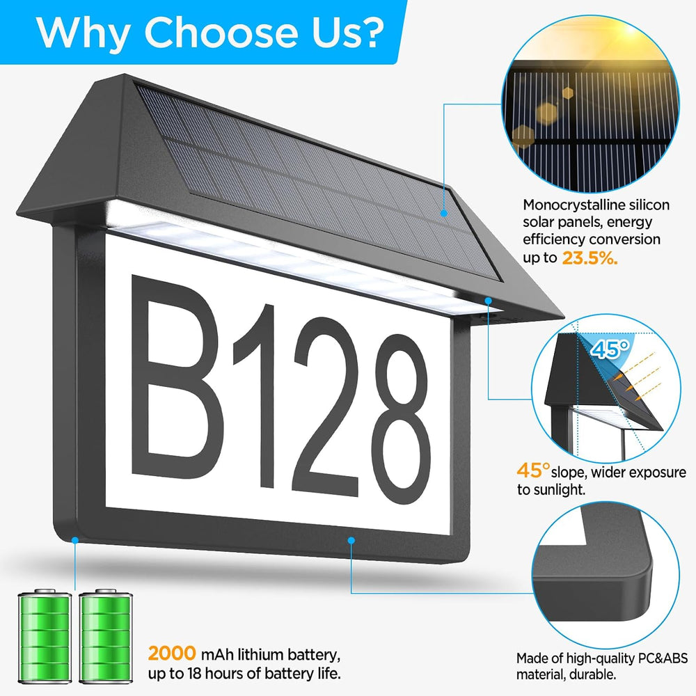 Solar Address Sign, House Numbers Sign for Outside 3 Color Temperature, High ...