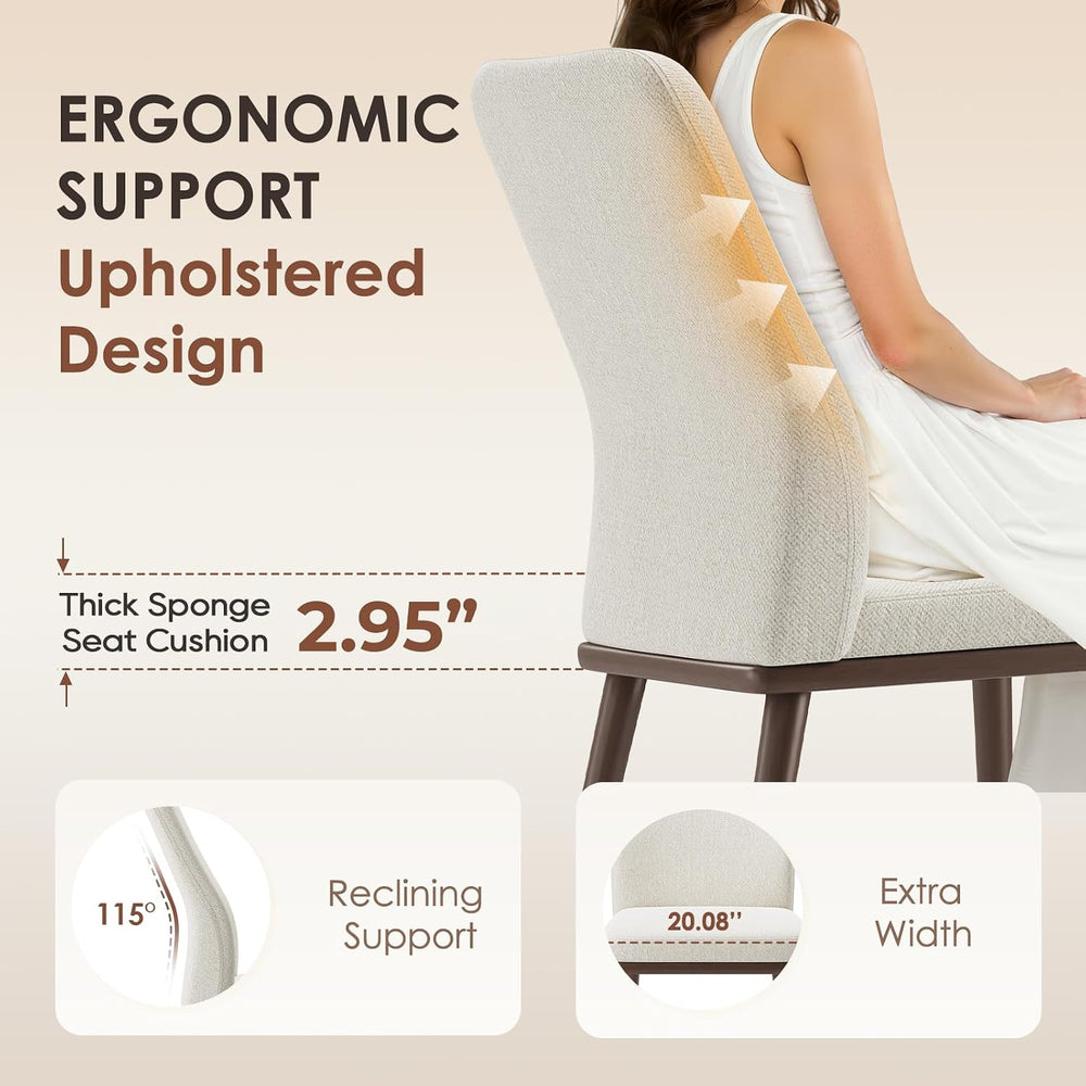 MALOL Upholstered Dining Chairs Set of 2, Modern Kitchen Chairs with High Bac...