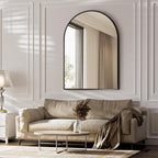 BEAUTYPEAK 30"x40" Arch Bathroom Mirror, Wall Mounted Vanity Metal Frame Mirror for Bedroom, Entryway, Living Room, Black
