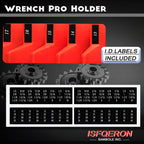46PC Red Magnetic Wrench Organizers Set for Tool Storage - Modular Wrench Holders with Metric & SAE Labeled Slots, Extra Strength Magnet Base - Workshop & Home Toolbox Organization Gift