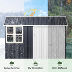 8x6 FT Outdoor Metal Storage Shed with Clear Window, Lockable Single Door, Weather-Resistant Garden Tool Shed for Backyard, Patio, and Lawn Equipment, Night Blue