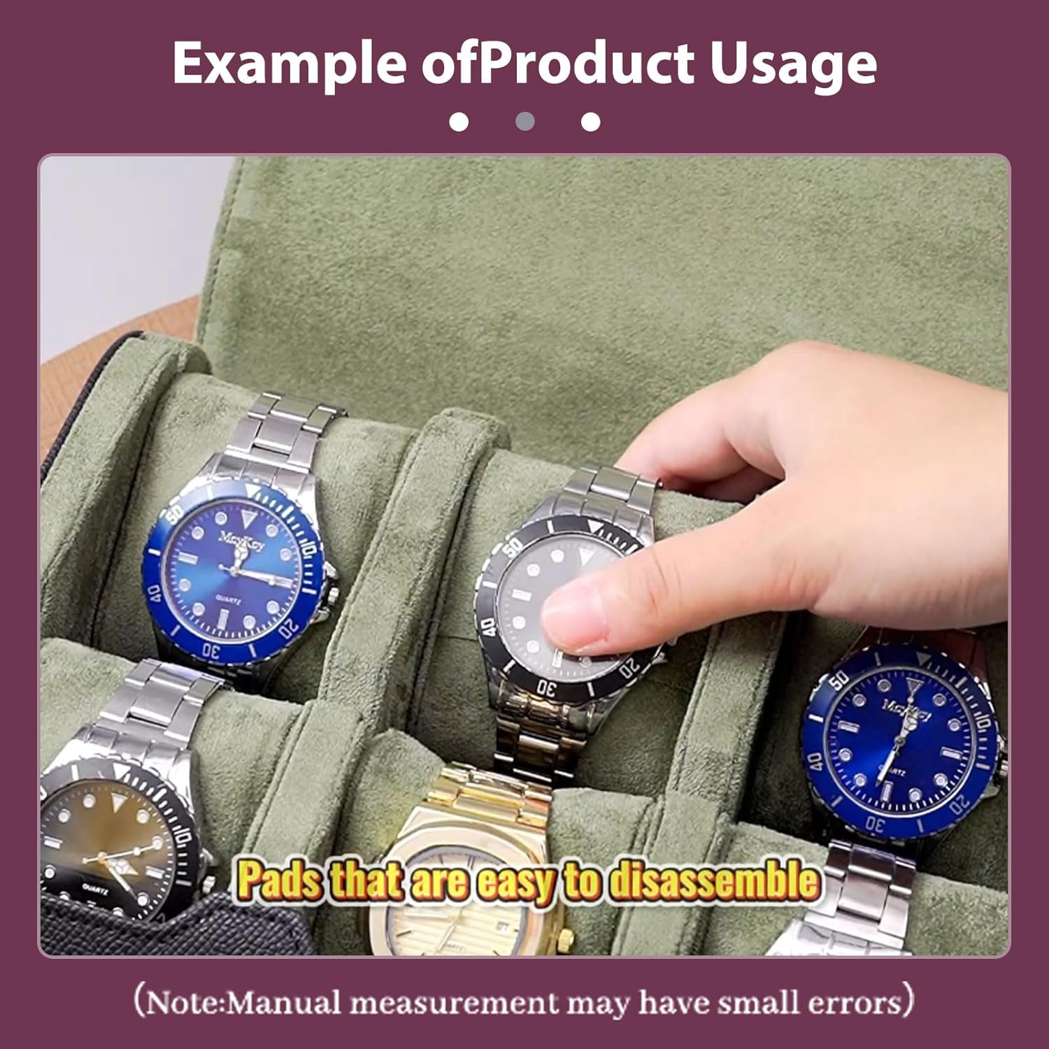 6 Watch Travel Cases for Men - Watch Roll 6 Slots Travel ﻿violet Multifunctional Watch Display Box Cabinet ，Christmas Gift for Man/Woman/Office, ﻿