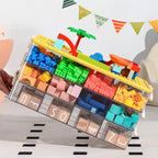 Toys Storage Organizer Bins for Lego, Stackable Toys Organizer, Lego Building Block Storage, Toy Storage Box with 24 Palace Grids, Plastic Stackable Organizer Bins (Yellow 3layers)