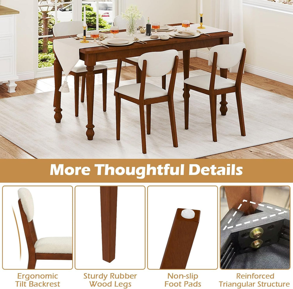 Giantex Sherpa Dining Chairs Set of 4, Modern Kitchen Chair w/Rubber Wood Leg...