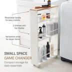 YAMAZAKI home Tower Rolling Slim Storage Cart With Handle White