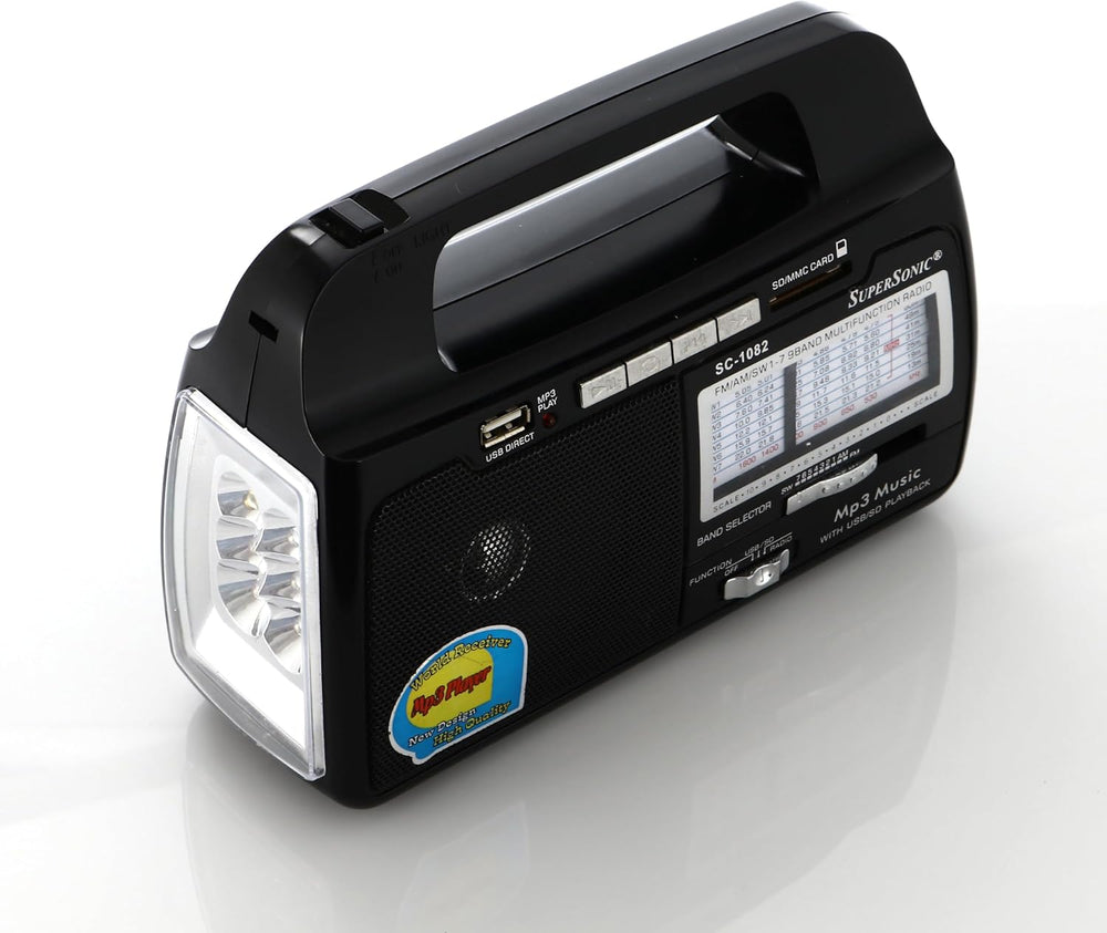 Supersonic SC-1082 9 Band AM/FM/SW 1-7 Portable Radio, High Sensitivity Recei...