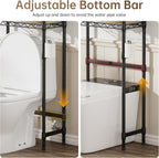 3-Tier Over The Toilet Storage Shelf,Heavy Duty Adjustable Metal Bathroom Rack with Toilet Paper Holder & Hooks,Space-Saving Organizer for Bathroom,10”D x 24”W x 66”H,Black