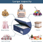 punemi Under Bed Storage Containers, 2 Pack Under Bed Organizer With Lids, Long Flat Stackable Clothes Storage Bins Large Underbed Storage, Organization and Storage Closet For Toys Blankets, Navy