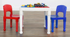 Humble Crew Kids Activity Table and 2 Chairs Set, White/Blue/Red - 2-in-1 Toddler Play Table Building Blocks Compatible - Premium Children’s Table and Chair Set for Arts, Crafts, Reading and More