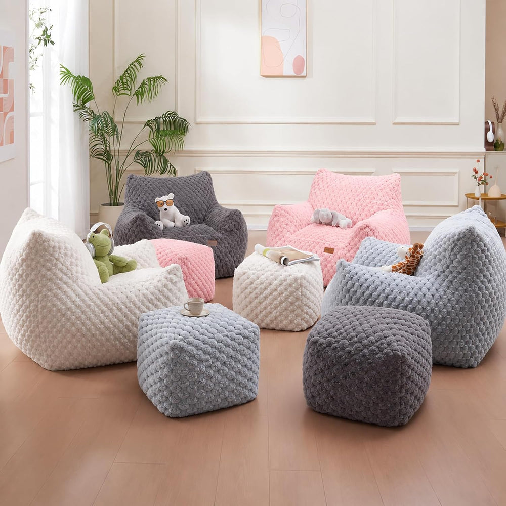 Bean Bag Chair with Ottoman, Modern Giant Bean Bag Couch Sofa with Footstool,...