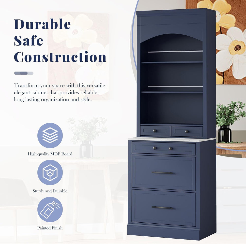 Merax 83.7” Tall Kitchen Pantry Cabinet, Storage Cabinets with 5 Drawers and ...