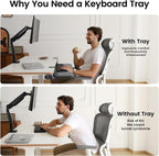 NearHub Large Keyboard Tray Under Desk Slide Out with Extra Sturdy C Clamp Mount System,26'' (30'' including Clamps) x11 Slide-Out Keyboard Drawer Under Desk for Typing,Keyboard Mouse Tray,Black