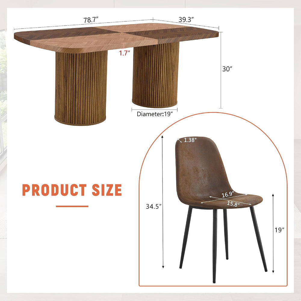 79" Dining Table Set for 8, 9 Piece Dining Table Set, Large Rectangular ...