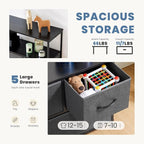 DUMOS TV Stand, Dresser with 5 Fabric Storage Drawers, Media Console Featuring Open Shelf for TV, Compact Entertainment Unit for Bedroom, Living Space, or Dorm Organization, Grey
