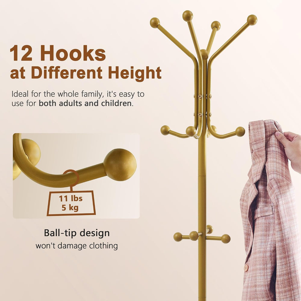 Hoctieon Coat Rack Freestanding, Coat Tree with Umbrella Holder, Metal Coat R...