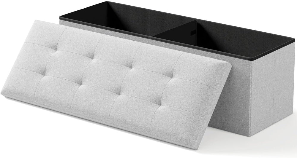 OS MOTOR Folding Storage Ottoman Bench, Light Gray, 43 Inches | Multi-Functio...