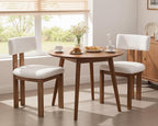HNY Modern Farmhouse Boucle Sherpa Dining Chairs Set of 2, White Fabric Upholstered Dining Room Kitchen Chairs with Natural Wood Frame & Curved-Back, Armless Accent Wood Chairs for Dining Living Room