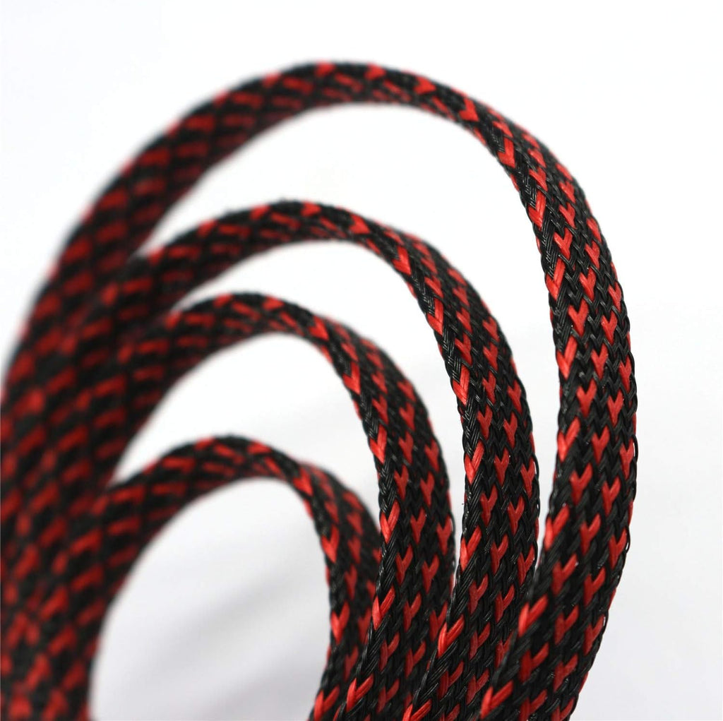 30ft PET Expandable Sleeving Wire Cable Sleeve (1/3", Red&Black)
