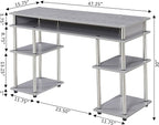 Convenience Concepts Designs2Go No Tools Student Desk in Light Gray Wood Finish