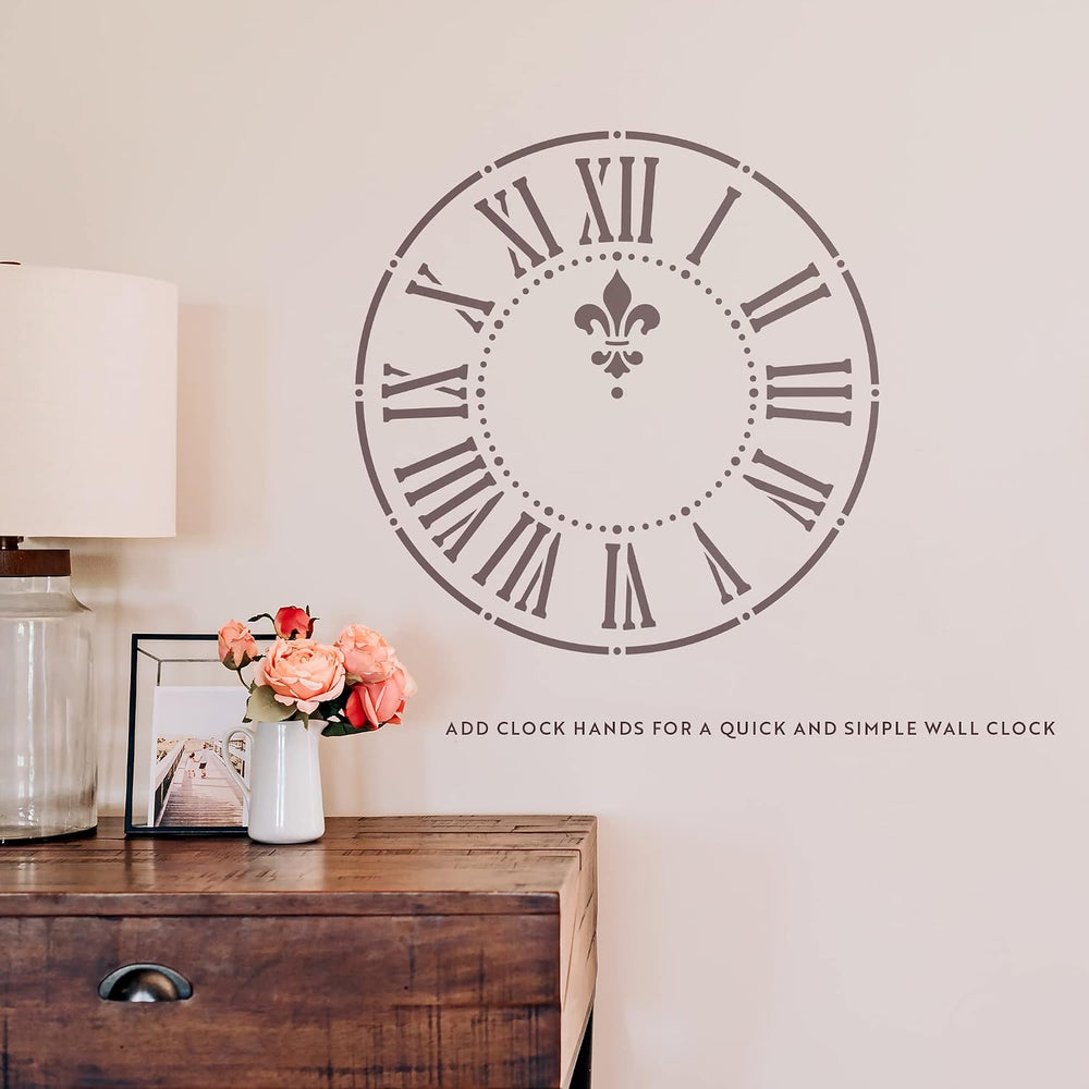 Farmhouse Wall Clock Art - Rustic Stencil for Decor, Print