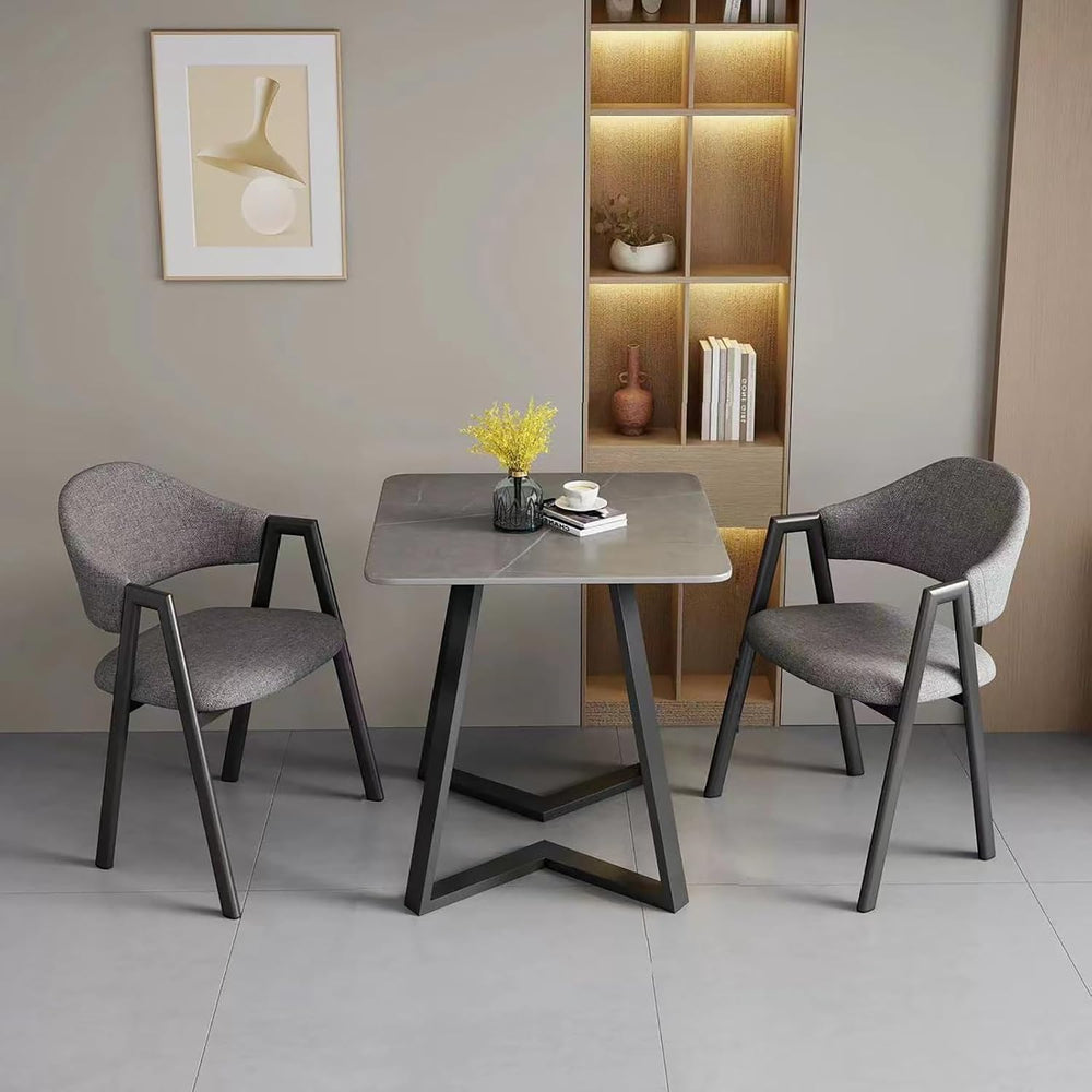3 Piece Square Dining Table Set, Negotiation Reception Leisure Table with 2 C...