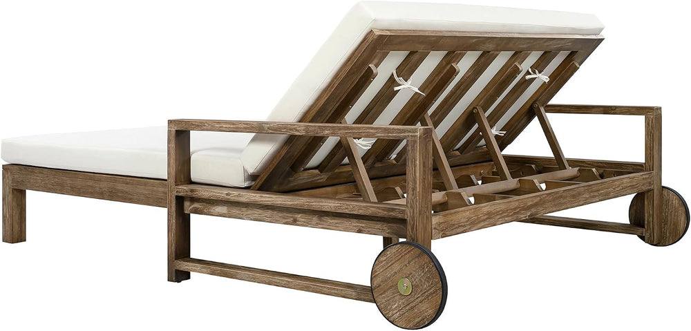 Merax Acacia Wood Outdoor Daybed Sofa, Farmhouse Patio Sun Lounger with Adjus...