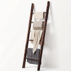Carbonized Farmhouse Blanket Ladder, 6-Tier Rustic Wooden Rack | Reinforced Construction,3lbs Per Tier,Holds Clothes Scarves Belts,Christmas Decor Friendly,Fits All Home Styles,Easy to Clean