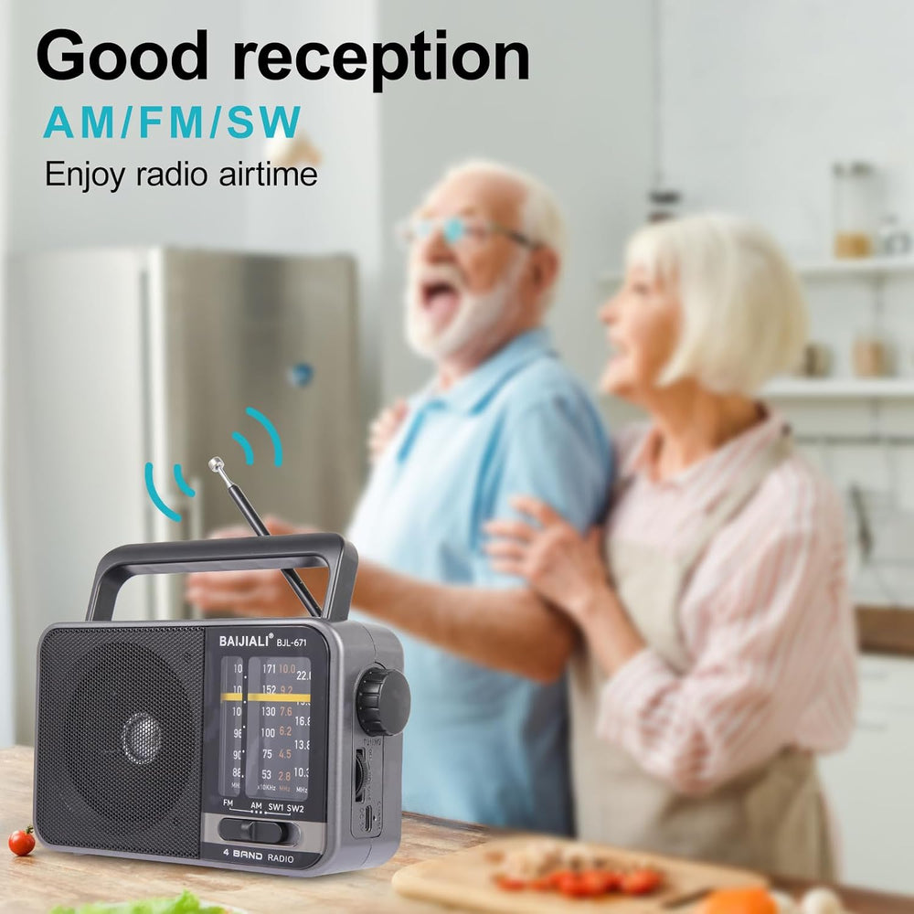 Portable AM/FM Transistor Radio with Loud Speaker, Battery or USB Powered