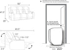 Breathing Leather Power Reclining Sofa Set, Living Room Furniture Set with Recliners, Leather Couch Loveseat and Chair with LED Lights/USB Ports/Storage (Black Gray, 3-Seat Sofa)