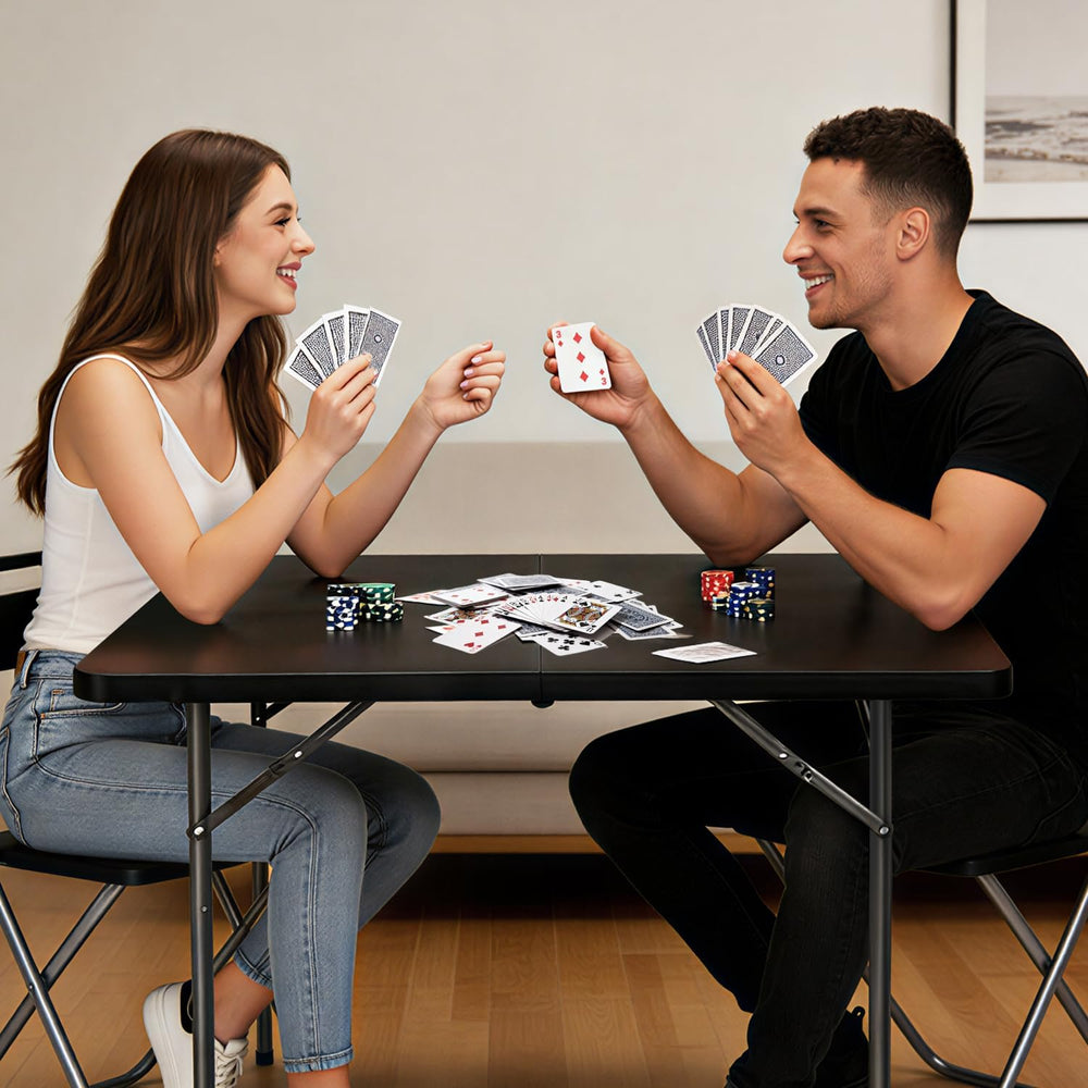 34" Square Folding Table, Portable Folding Card Table with Collapsible L...