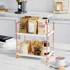 FSyueyun 2-Tier Bathroom Countertop Organizer, Tool-Less Installation Premium Plastics Makeup Shelf Organizer Perfume Skincare for Dresser Vanity Tray Organizers and Storage (Rose Gold)