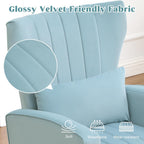 Modern Accent Chairs Set of 2 Upholstered Living Room Chairs,High Back Arm Chairs with Metal Legs Lumbar Reading Chair for Bedroom, Apartment, Small Spaces Sky Blue
