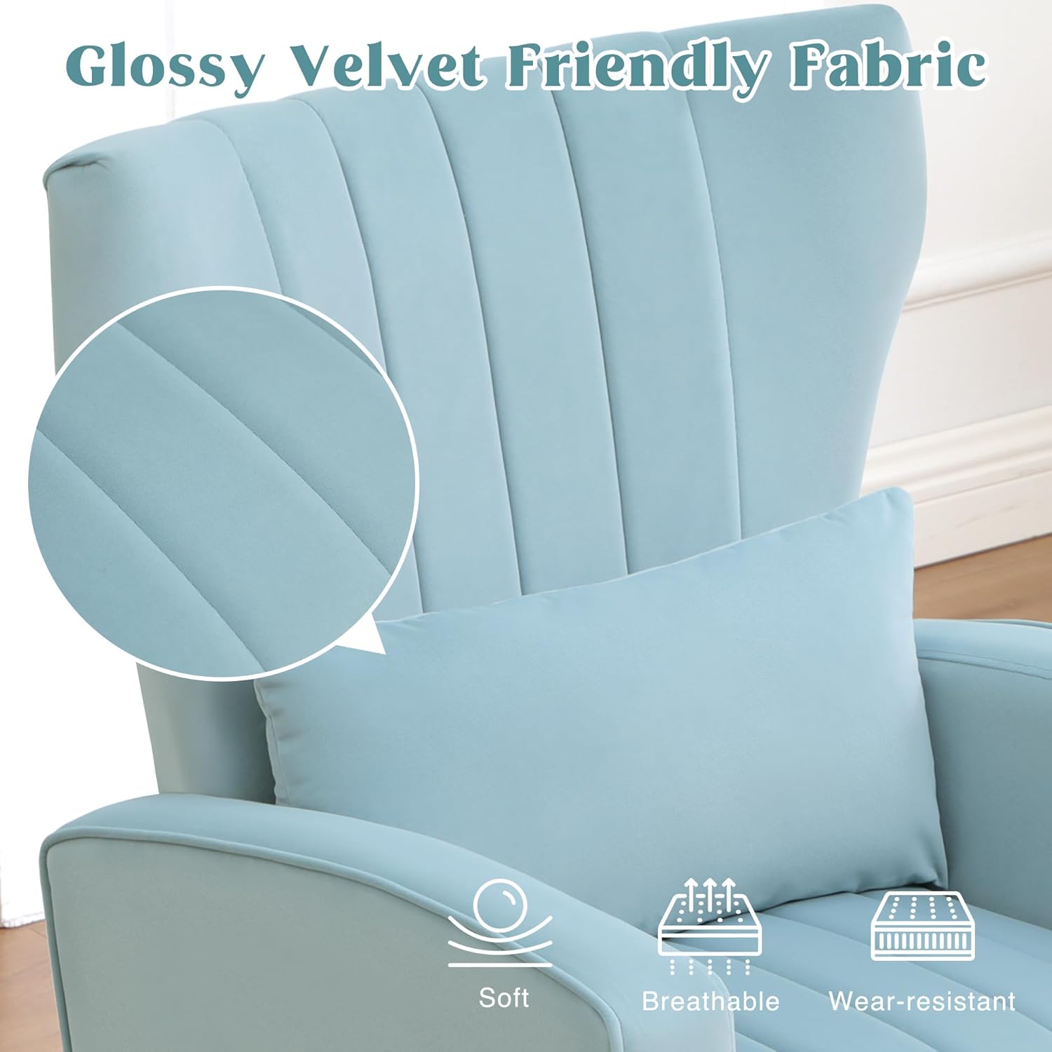 Modern Accent Chairs Set of 2 Upholstered Living Room Chairs,High Back Arm Chairs with Metal Legs Lumbar Reading Chair for Bedroom, Apartment, Small Spaces Sky Blue