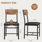 Industrial Dining Chairs Set of 6 - Upholstered Dining Room Chairs with PU Leather, Kitchen Chairs with Wooden Backrest and Thickened Metal Legs, for Dining Room, Living Room (6, Vintage)