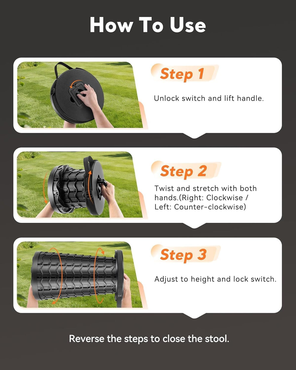 Outward Gear 2026 Upgraded 20.3" Tall Collapsible Stool Extra Large Stur...