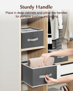 Clothes Organizers and Storage - Fabric Jeans Organizer with Handles, Foldable Drawer Dividers for Clothes, Closet Shelf Organizer for Shirts, Bra, Sweater, Scarf, 6 Pack, Dark Grey