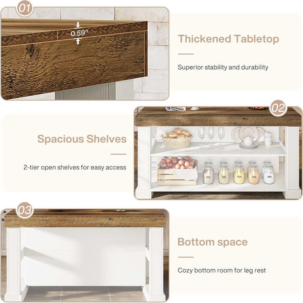 Tribesigns 55" Kitchen Island with Seating and Storage, 3-Tier, Modern |...
