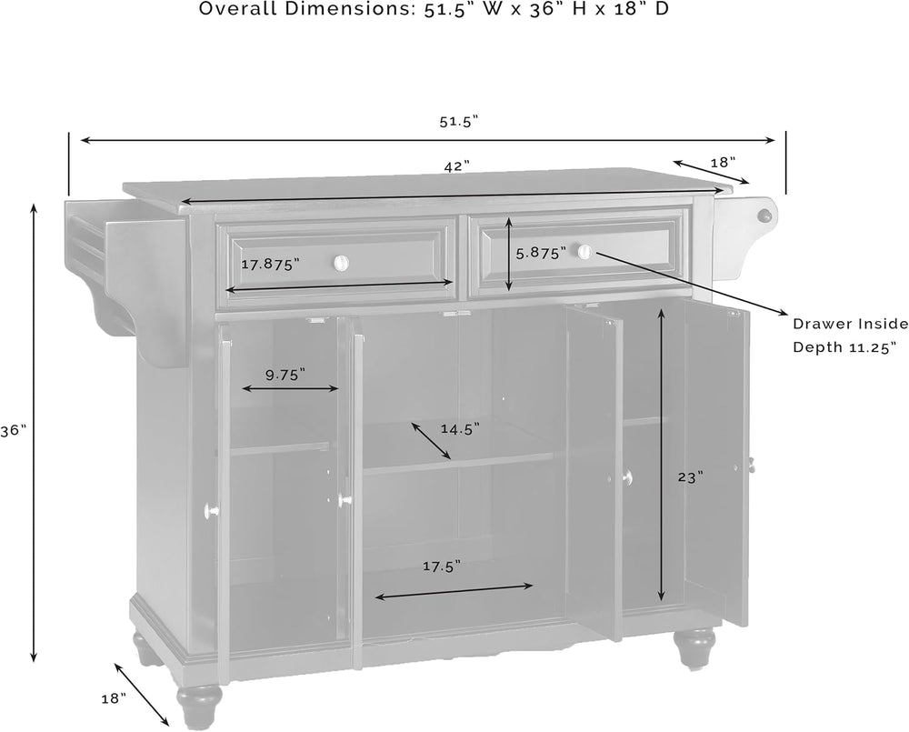 Crosley Furniture Cambridge Granite Top Rolling Kitchen Island Storage Cart, ...
