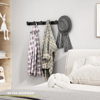 Coat Hook Wall Rack Hanger - Black Coat Rack with 6 Hooks Wall Hooks for Hanging Hat Key Bag Towel Wall Mount Coat Holder
