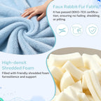 2FT Memory Foam Bean Bag Chair - Ultra Soft Faux Rabbit Fur Round Sofa with Handle & Machine Washable Cover, Comfy Lazy Chair for Kids Teens, Perfect for Reading Gaming in Living Room Bedroom, Blue