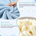 2FT Memory Foam Bean Bag Chair - Ultra Soft Faux Rabbit Fur Round Sofa with Handle & Machine Washable Cover, Comfy Lazy Chair for Kids Teens, Perfect for Reading Gaming in Living Room Bedroom, Blue